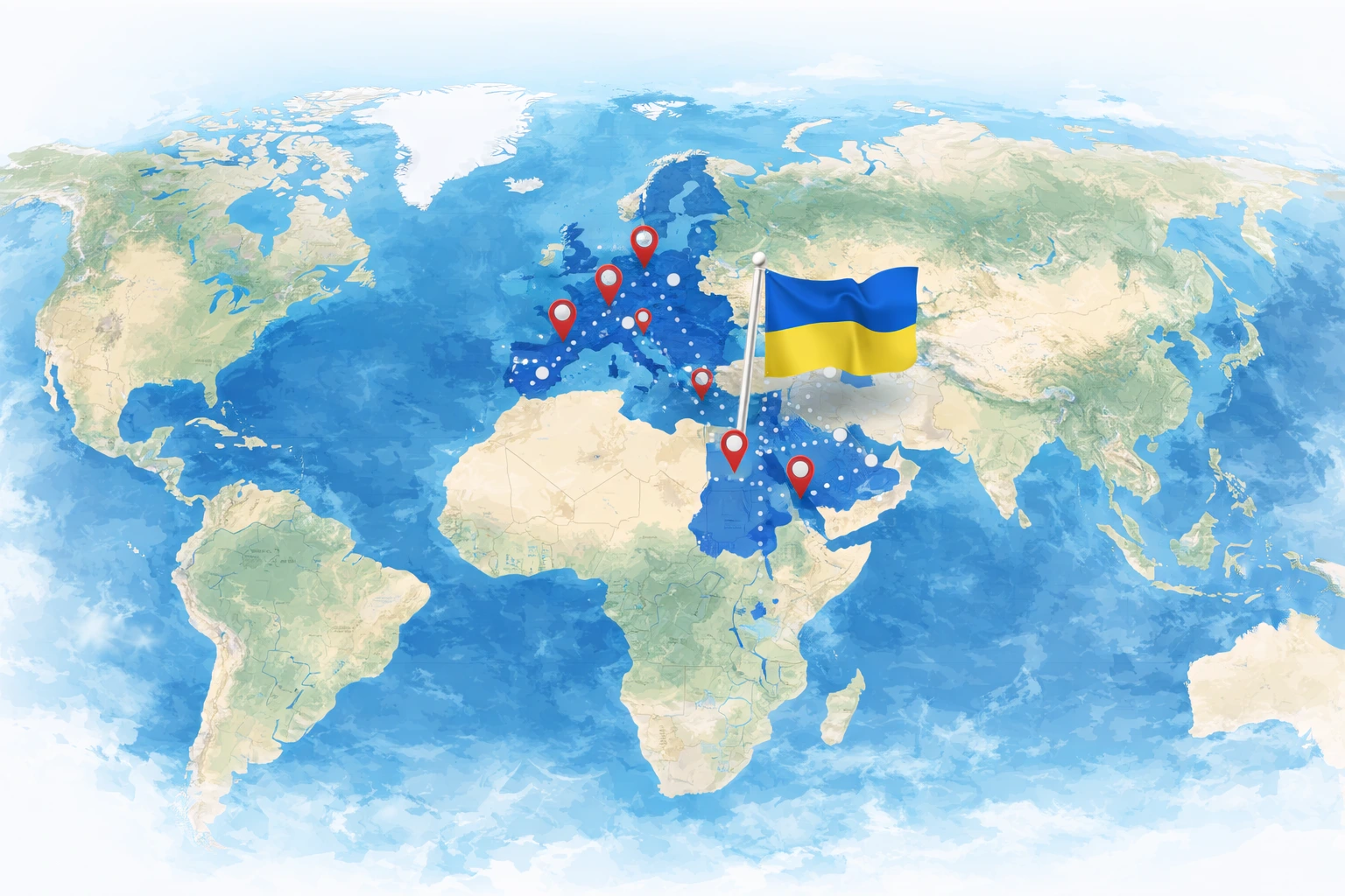Карта маршрутов Украина — Европа